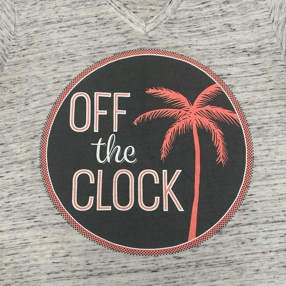 ATX Mafia “Off the Clock” Graphic Tee | V-Neck | Heather Gray | Size S - Picture 3 of 9